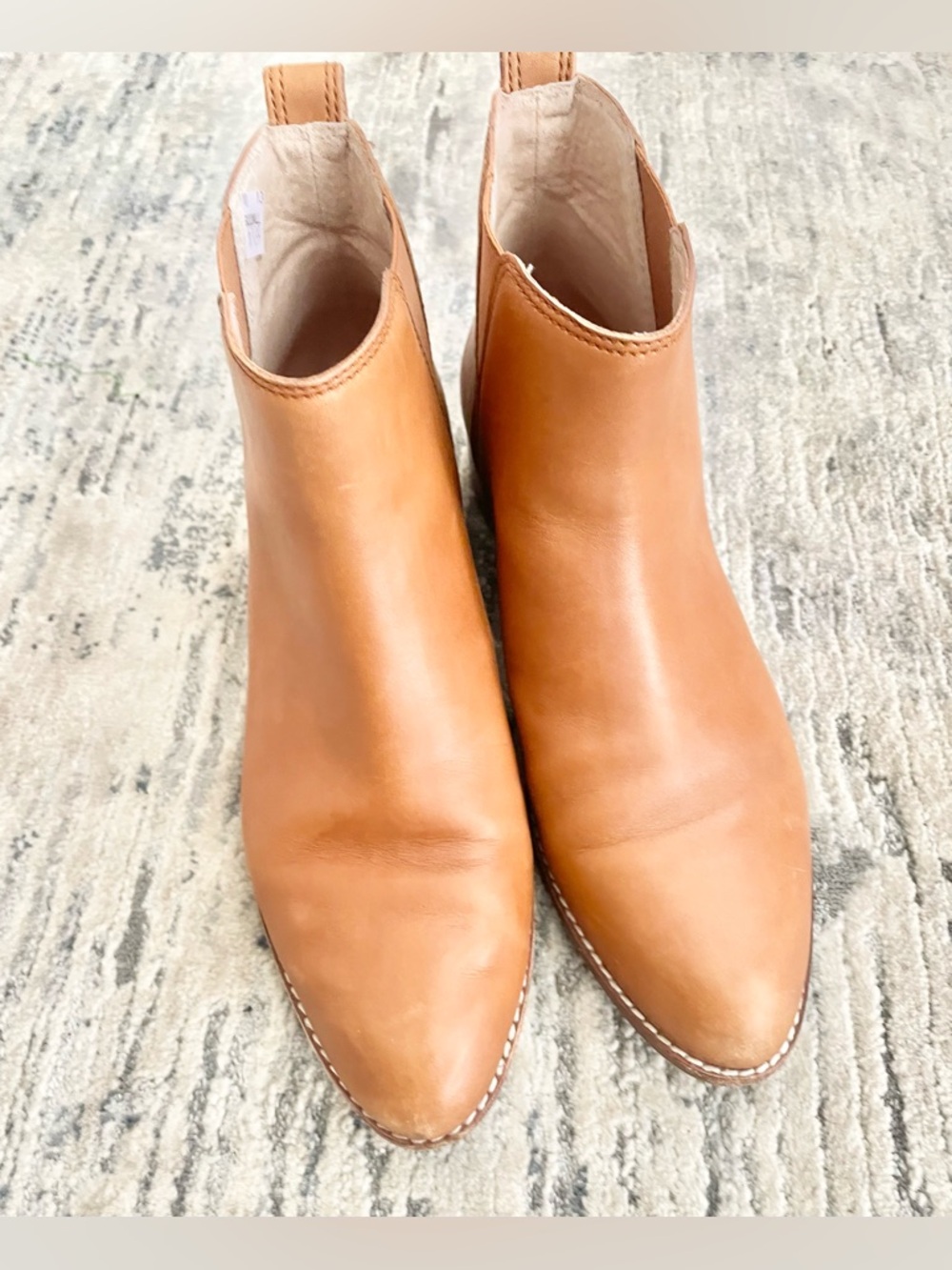 Madewell The Carina Leather Ankle Booties in Cognac Tan- EUC